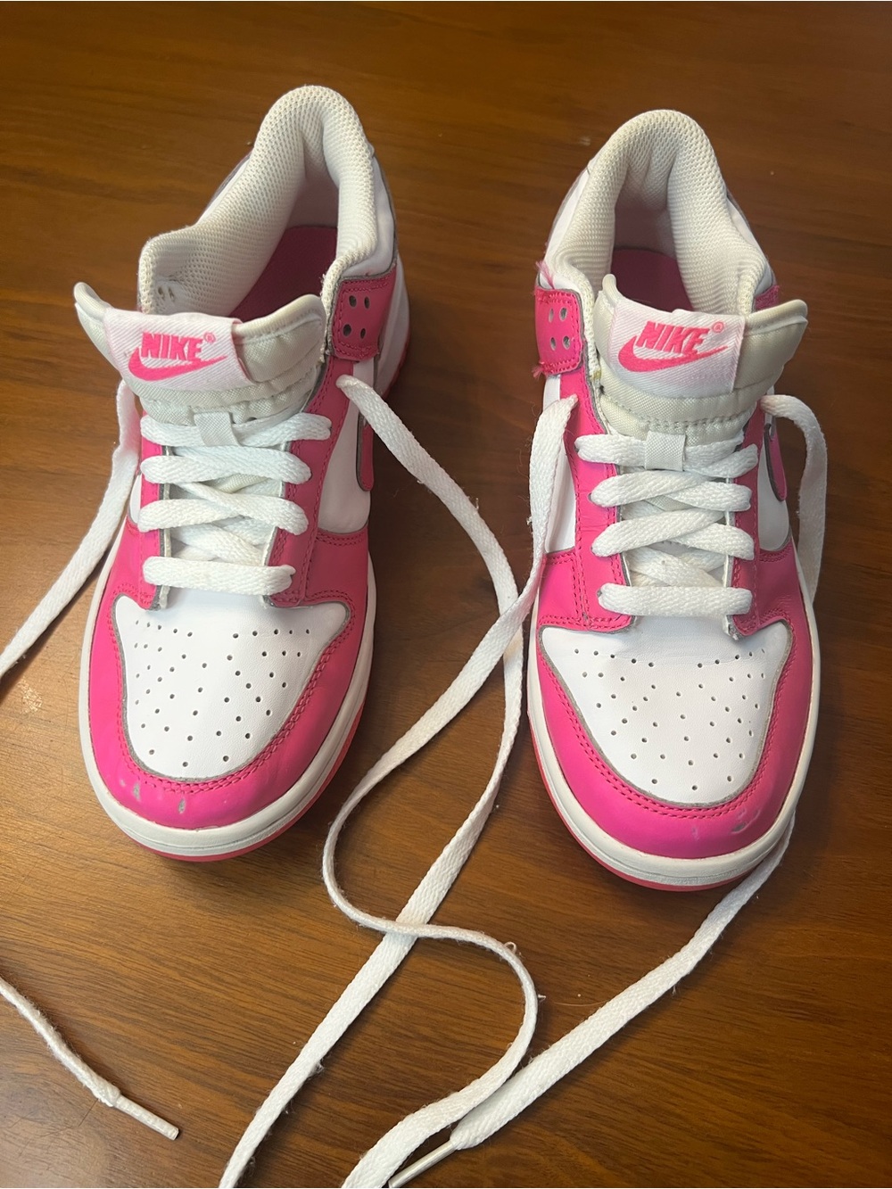 Nike White and Hot Pink Low-Top Sneakers